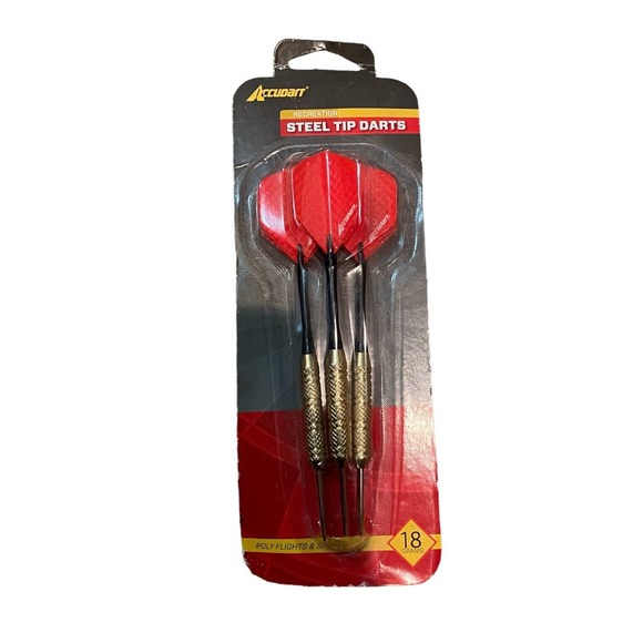 Pack 3 Recreation Steel Tip Darts 18g Accudarr‎ red NEW Sealed begginer - Picture 1 of 2